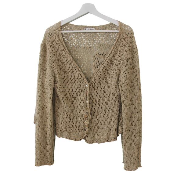 bebe Vintage y2k 2000's Crochet Knit Cardigan Sweater Button Front - Picture 1 of 4